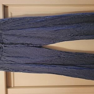 Women's Blue Striped Wide Leg Pants